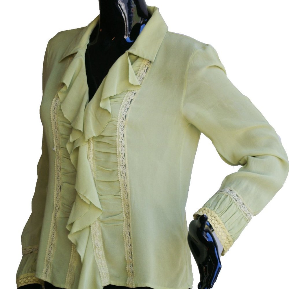 Max Studio Chartreuse Blouse Size S - image 2